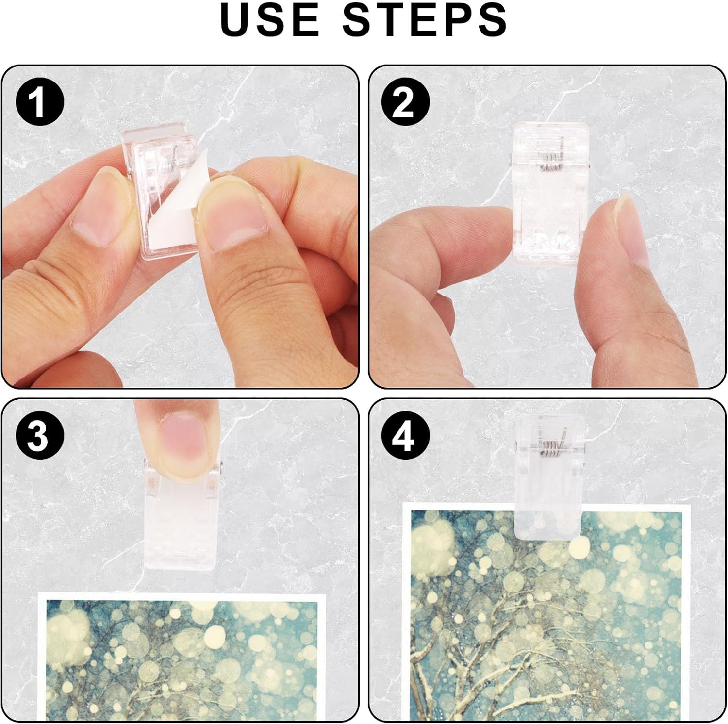 SWZHAI 20 clips adhesivos, autoadhesivos, clips de resorte para colgar, clips de pared transparentes, clips para fotos, clips de póster para hogar,
