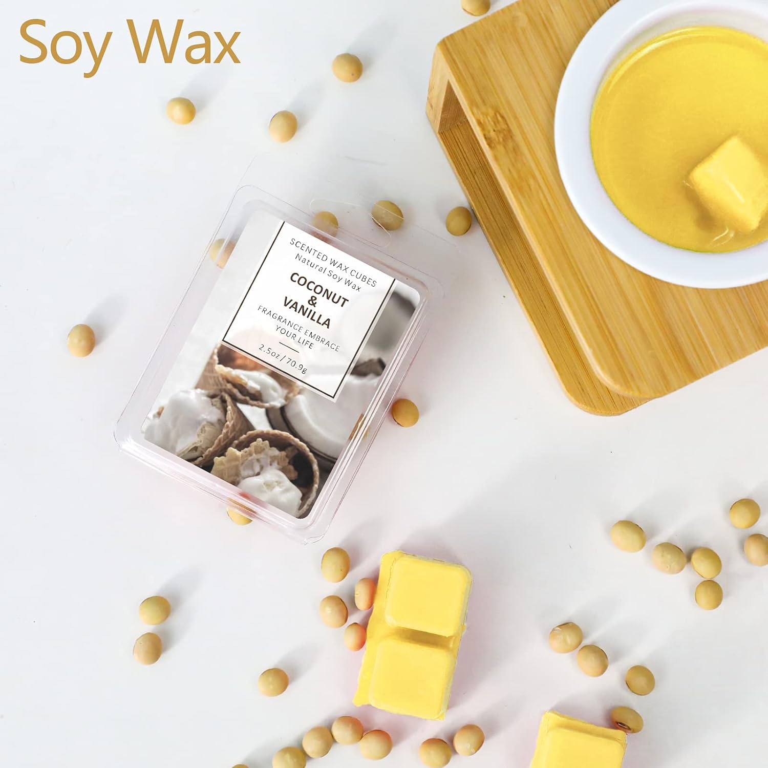 SCENTORINI Cera derretida, cubos de cera, cera de coco y vainilla derretida, cera perfumada de soja para calentadores de cera, decoración de