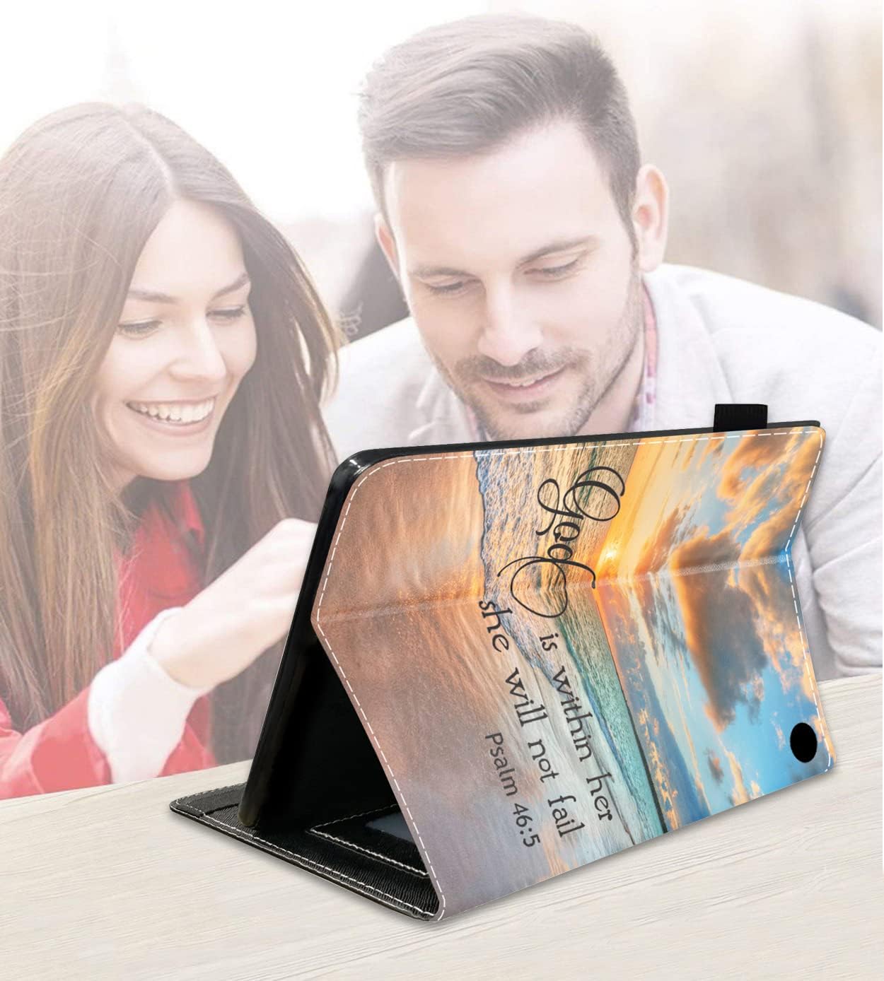 FQTBCEARI Case for All-New Kindle Fire 7 Tablet (7″, 12th Generation, 2022 Release), Slim PU Leather Cover with Card Slot & Pencil Holder, Bible
