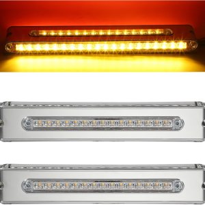 Partsam Barra de luz trasera de doble cara de 12 pulgadas, barra de luz trasera de doble cara, bisel cromado, luces indicadoras de marcador lateral, Partsam Barra de luz trasera de doble cara de 12 pulgadas, barra de luz trasera de doble cara, bisel cromado, luces indicadoras de marcador lateral,