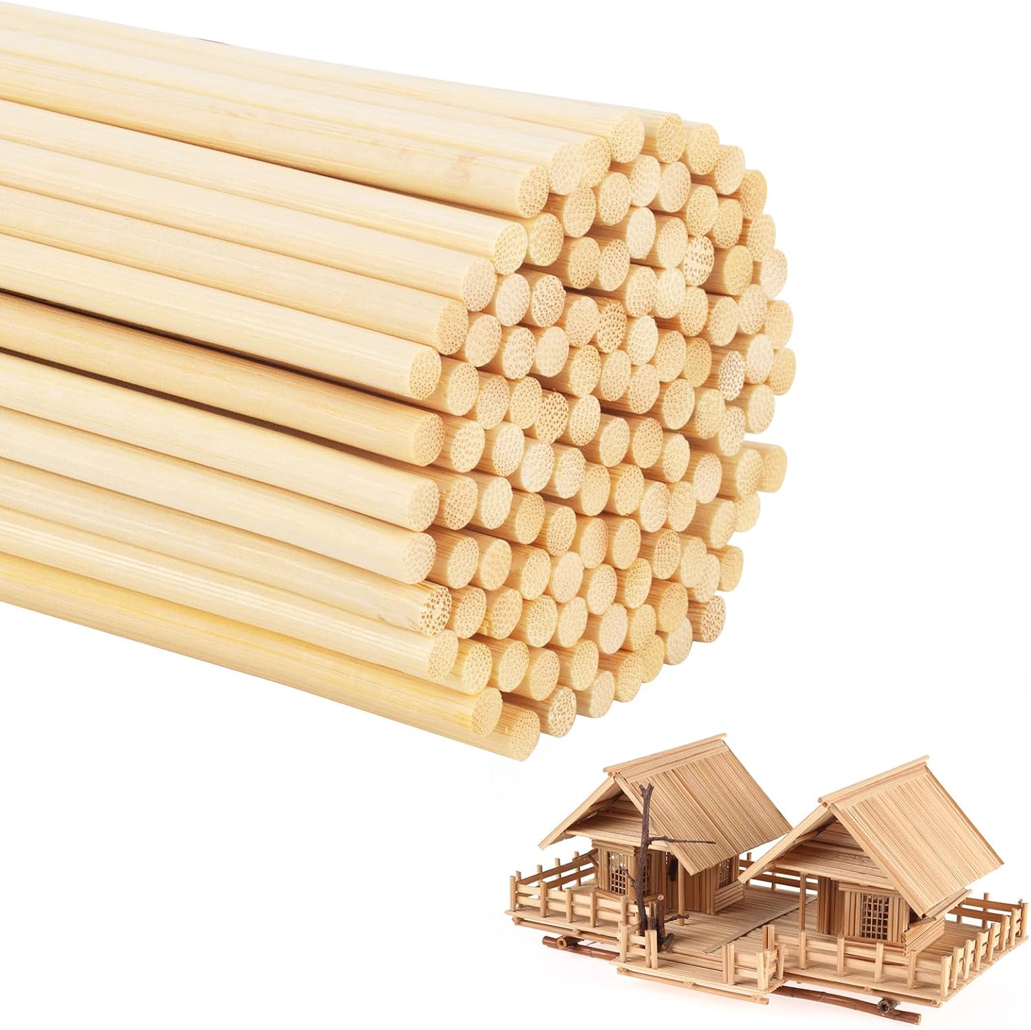 30 varillas de madera redondas de 14 x 12 pulgadas, varillas de bambú sin terminar, varillas de madera para manualidades y proyectos de arte de