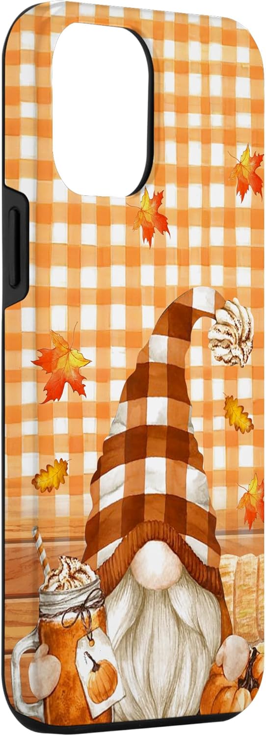 Funda para iPhone 12 Pro Max con bonito diseño de otoño y gnomo de Acción de Gracias, calabaza y especias
