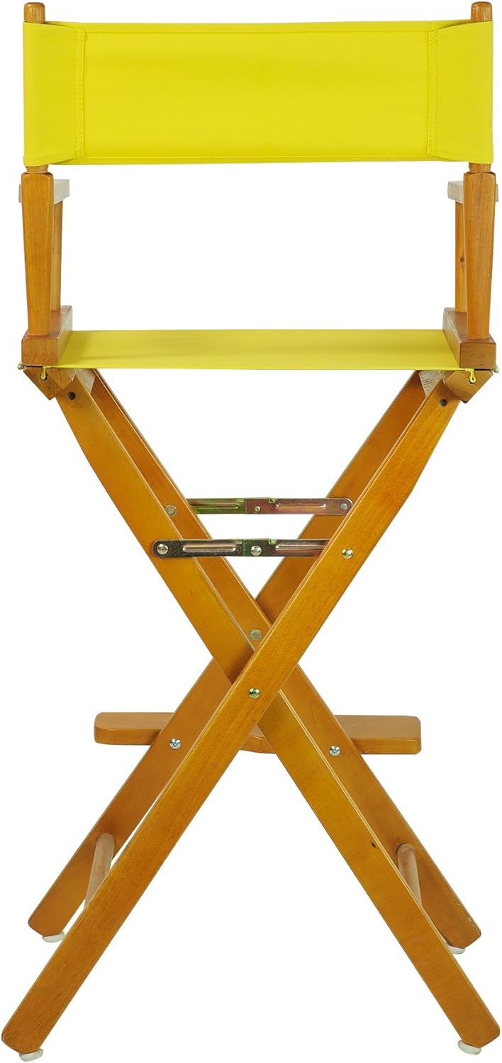 Casual Home – Silla de director de 30in, marco de roble miel con lienzo amarillo, altura de barra