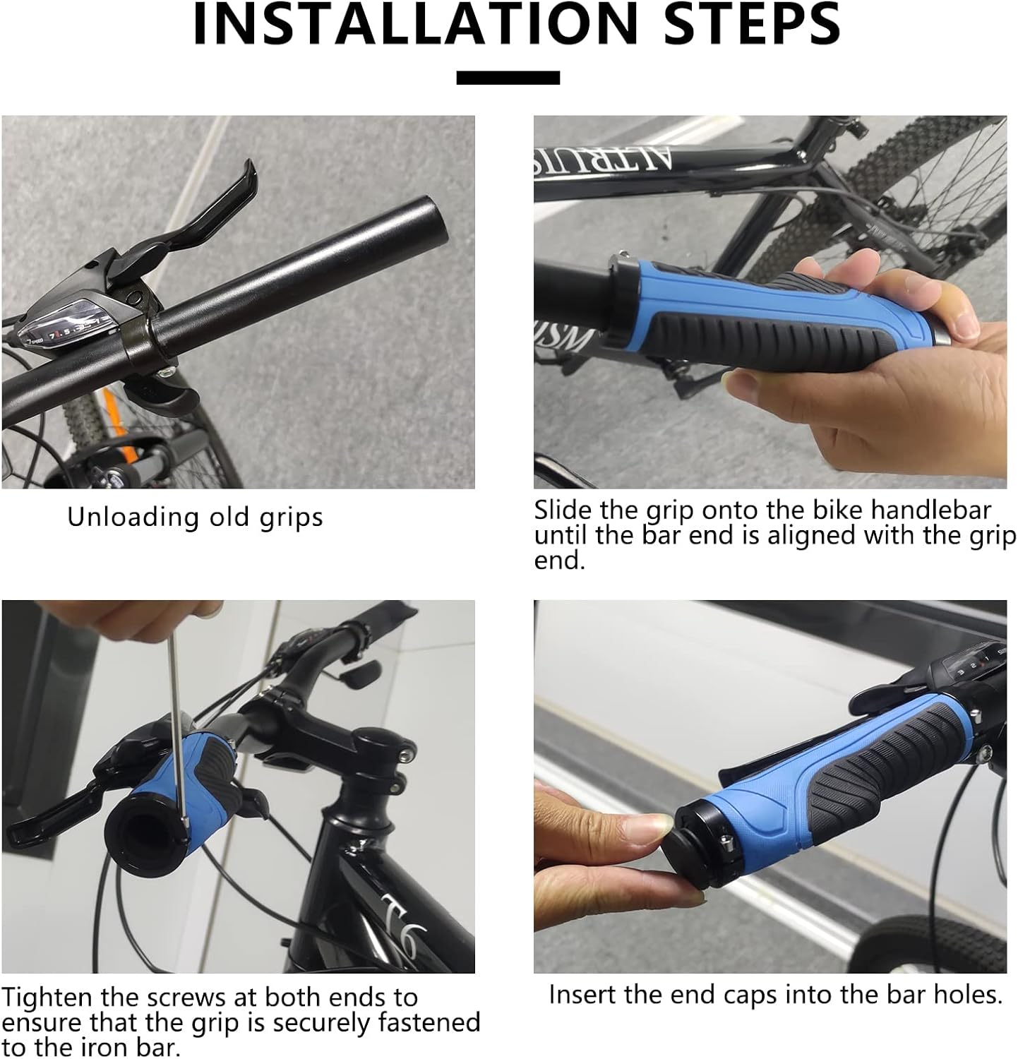 Empuñaduras de manillar de bicicleta, agarres de manillar de bicicleta de montaña, agarre de doble abrazadera de aluminio para MTB BMX extremos de