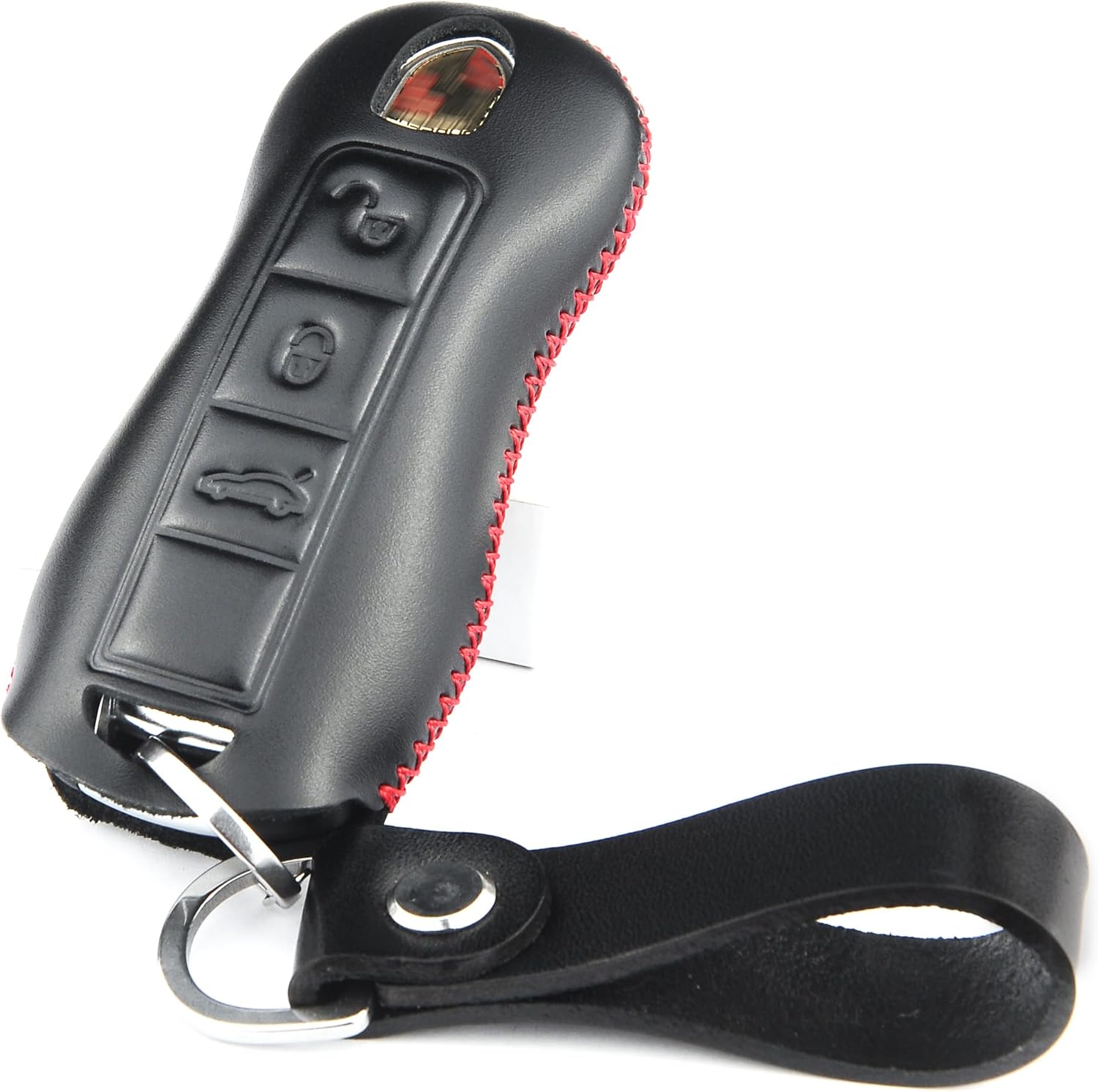 Funda para llavero de piel italiana auténtica compatible con Porsche 911 Cayenne Panamera TAYCAN 3