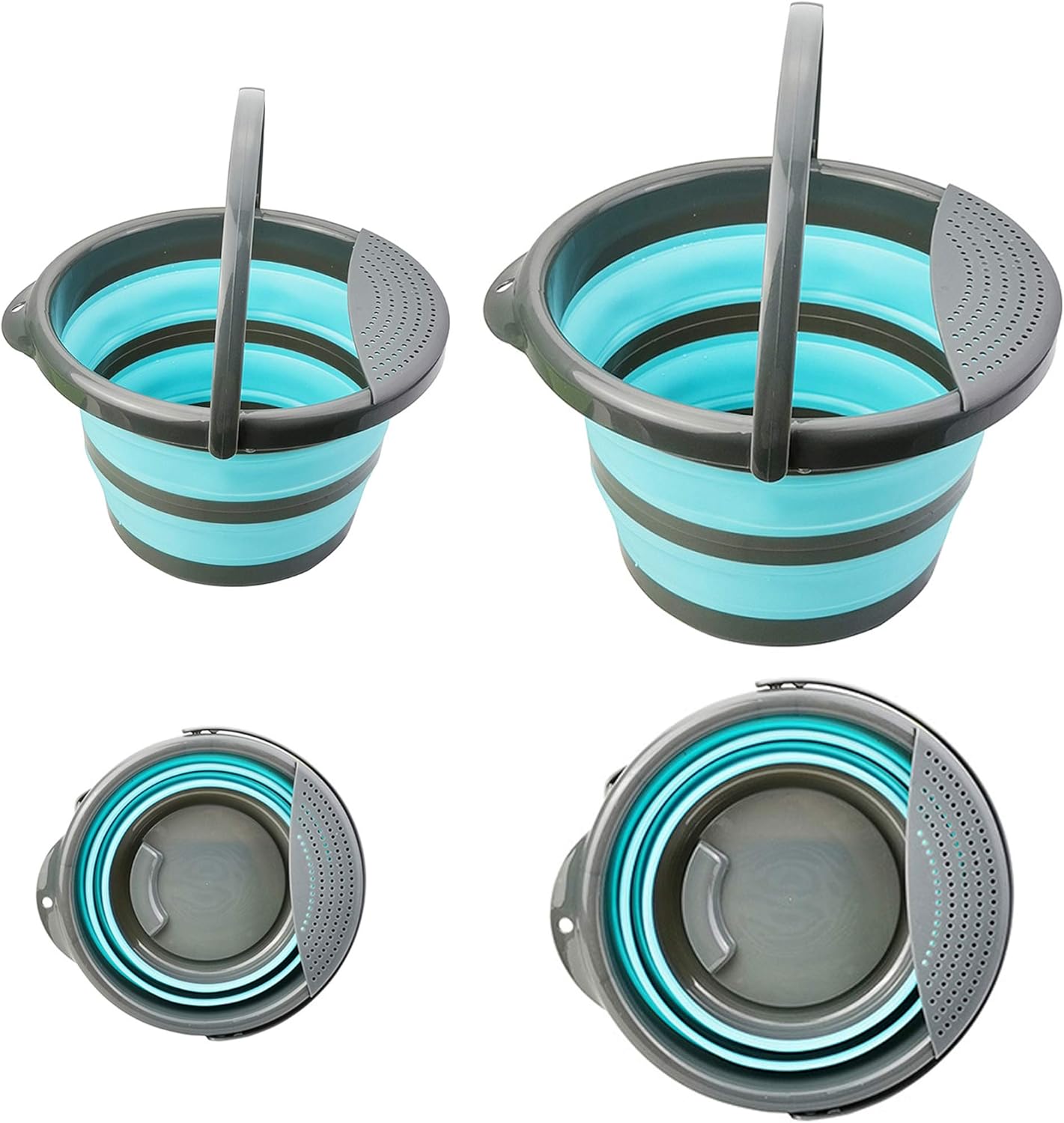 Cubo plegable con filtro extraíble, Paquete de 2 Cubo de plástico plegable para limpieza de la casa, cubo de jardinería duradero sin BPA para
