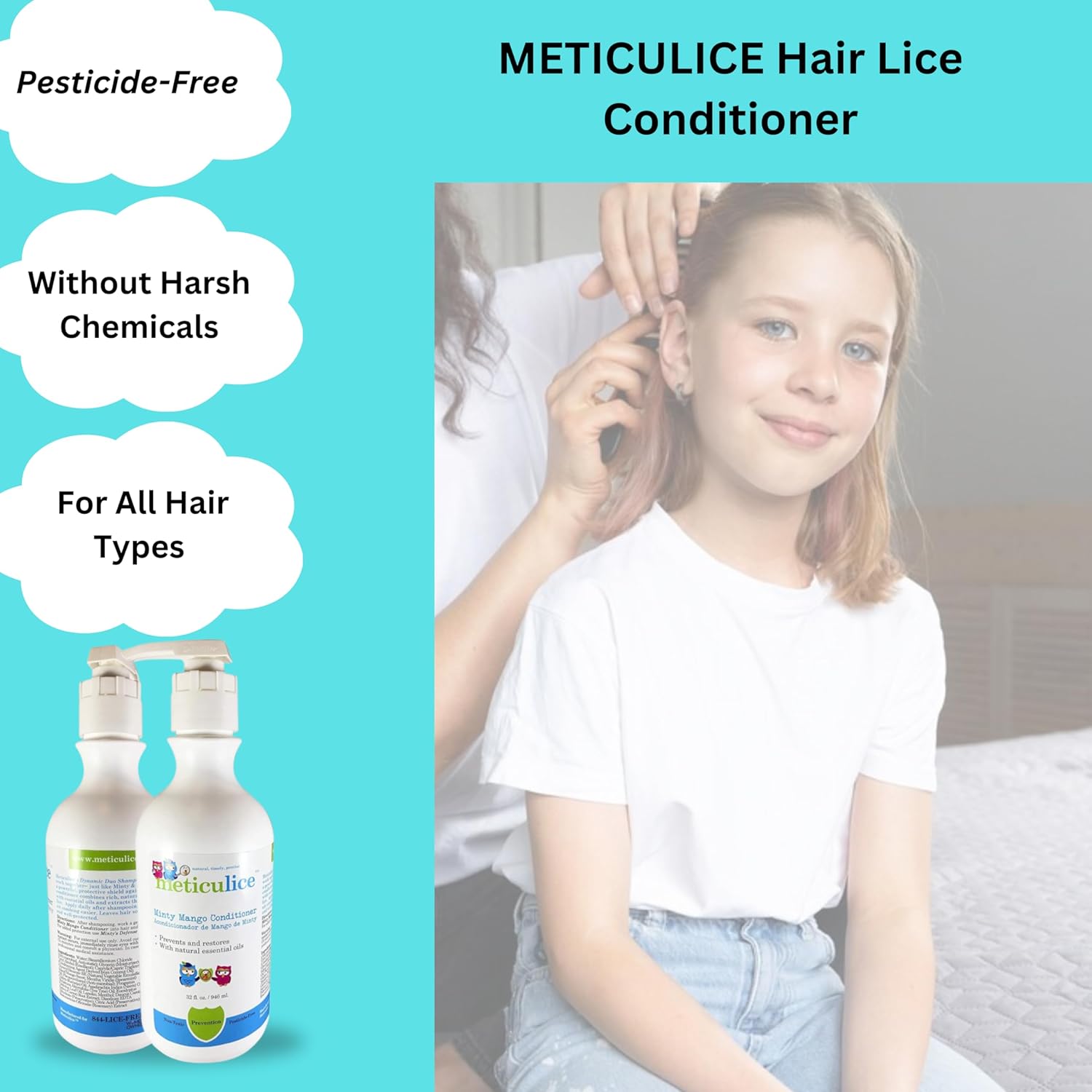 Meticulice – Acondicionador de prevención de piojos para la cabeza, no tóxico, extremadamente eficaz, repelente de piojos con aceites esenciales