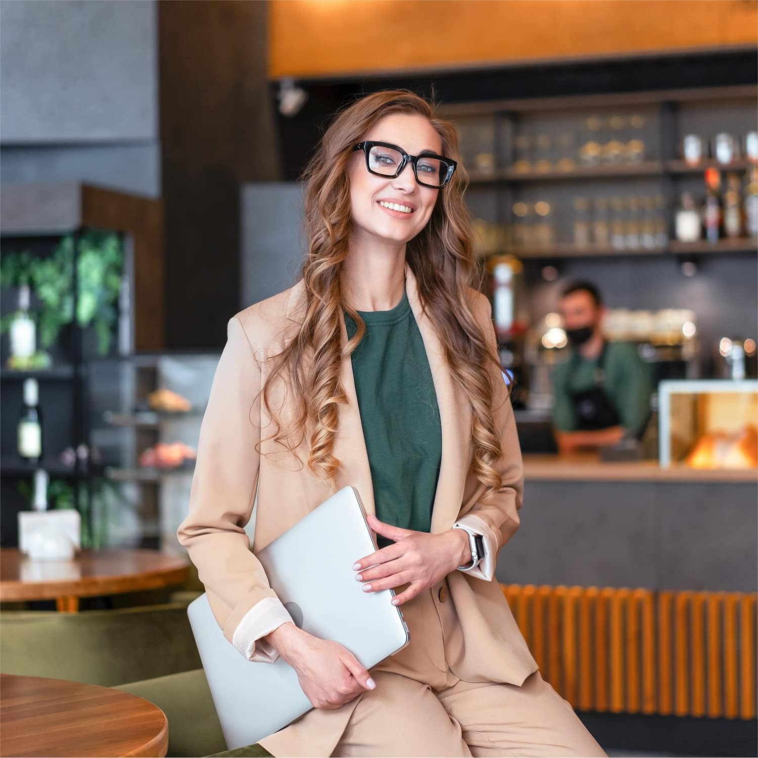 Gafas de lectura cuadradas con bisagra de resorte retro para mujer, con bloqueo de luz azul, para computadora y hombres
