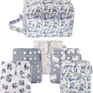 Pañales de tela lavables y reutilizables para bebés, talla única, con bolsillo ajustable, 5 unidades + 5 piezas de insertos de microfibra + una Pañales de tela lavables y reutilizables para bebés, talla única, con bolsillo ajustable, 5 unidades + 5 piezas de insertos de microfibra + una