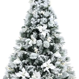 Happygrill Árbol de Navidad artificial de 5 pies con 405 puntas de rama, árbol de Navidad con soporte de metal y bayas blancas y flores Happygrill Árbol de Navidad artificial de 5 pies con 405 puntas de rama, árbol de Navidad con soporte de metal y bayas blancas y flores
