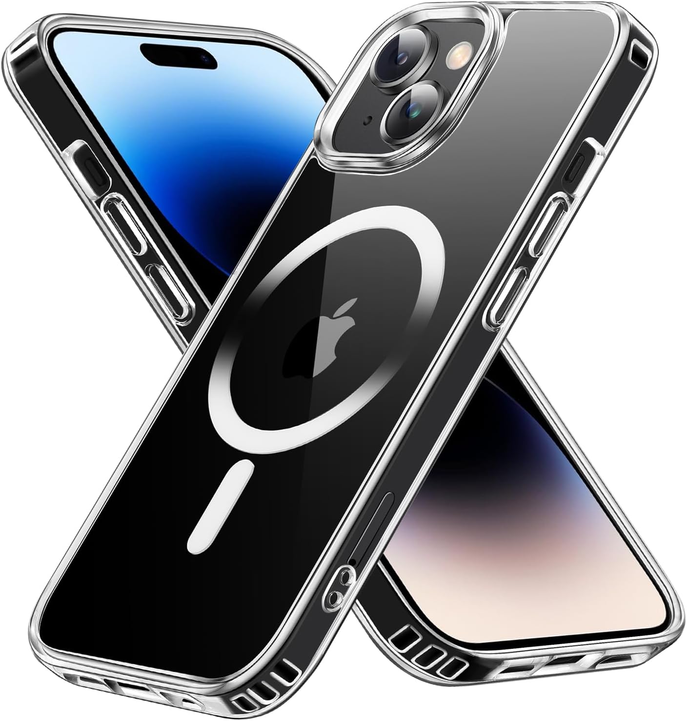 Compatible con MagSafe, resistente a caídas de 10 pies, funda protectora delgada, no amarillenta para iPhone 14 Plus y iPhone 15 Plus (transparente)