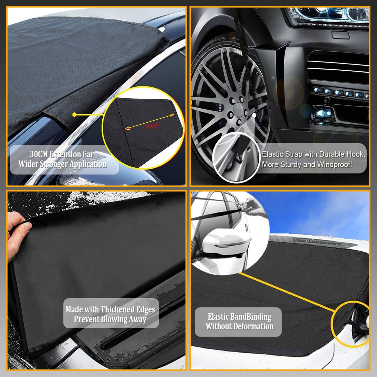 Cubierta para parabrisas de automóvil, tela Oxford 600D mejorada, cubierta contra escarchas, para hielo y nieve, impermeable, protege la ventana
