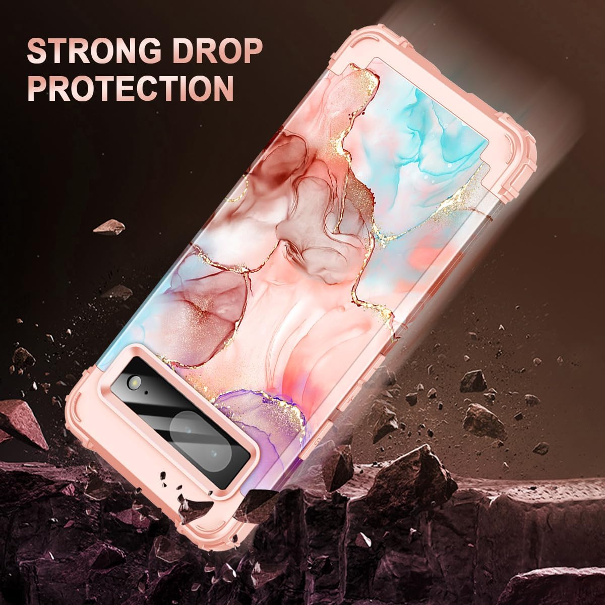 Funda para Google Pixel 7, tres capas resistentes a prueba de golpes de cuerpo completo con 2 protectores de pantalla de vidrio templado + 2