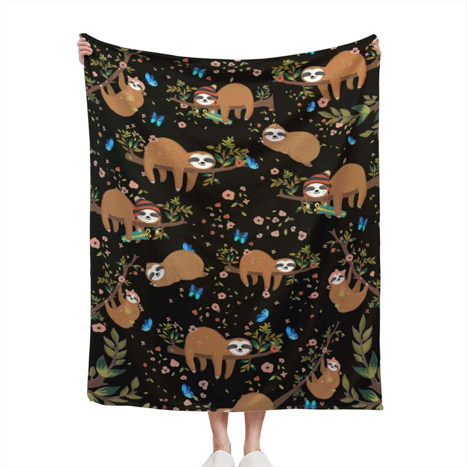 Manta de forro polar de perezoso para cama de 60 x 50 pulgadas, manta de franela de felpa ligera y súper suave para mujeres, hombres y niños