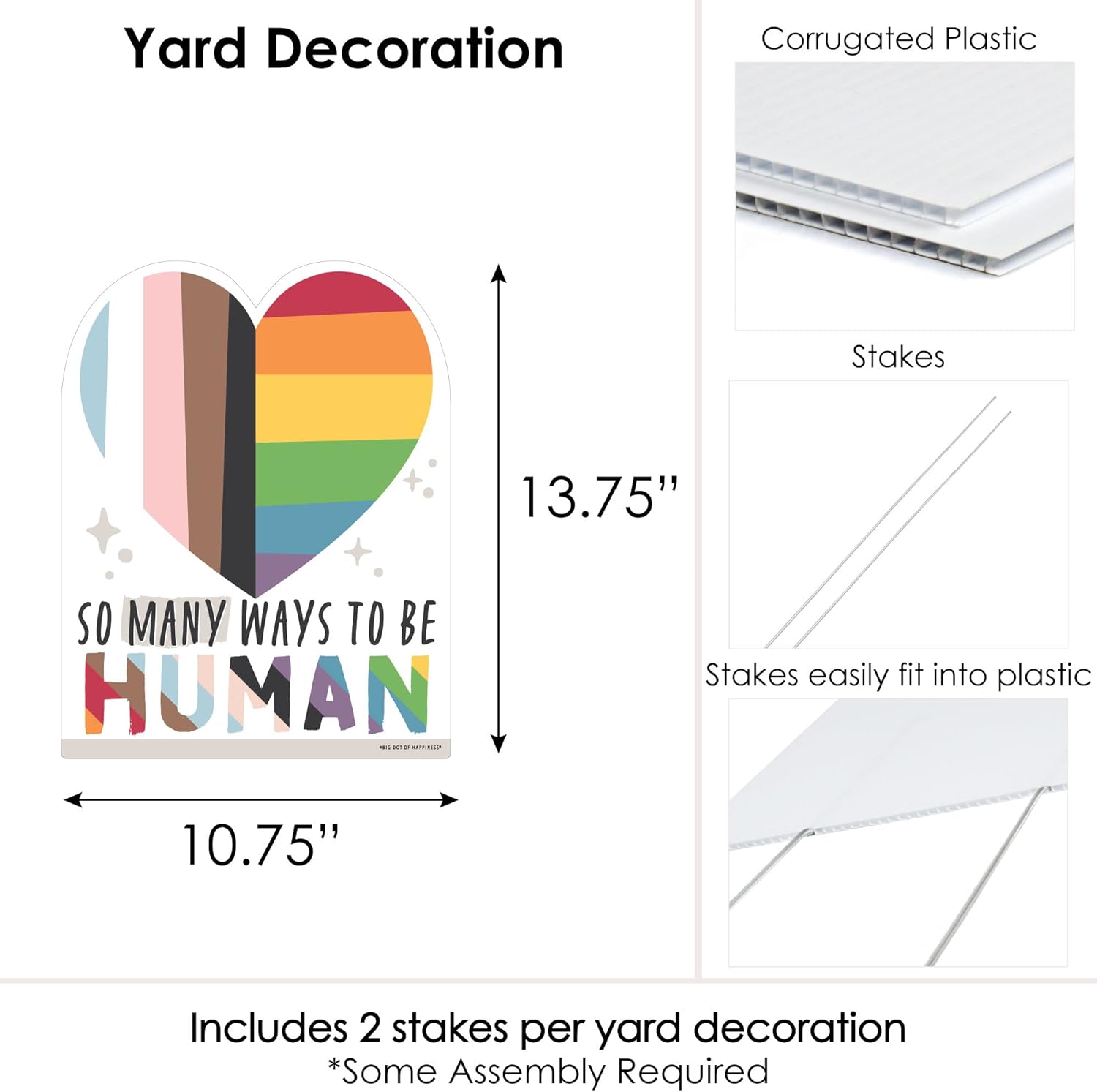 Big Dot of Happiness So Many Ways to Be Human – Letrero de césped al aire libre – Cartel de orgullo para patio – 1 pieza