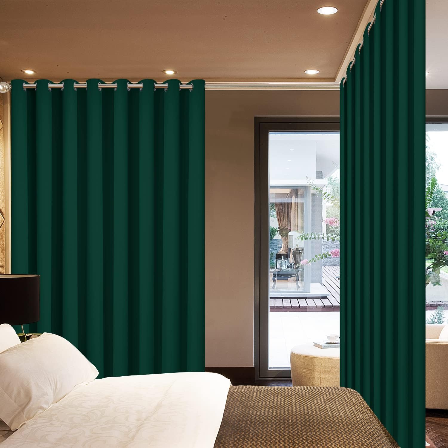 Yakamok Cortina blackout extra ancha para puerta corrediza de patio, cortinas con aislamiento térmico con ojales, panel de puerta corrediza de
