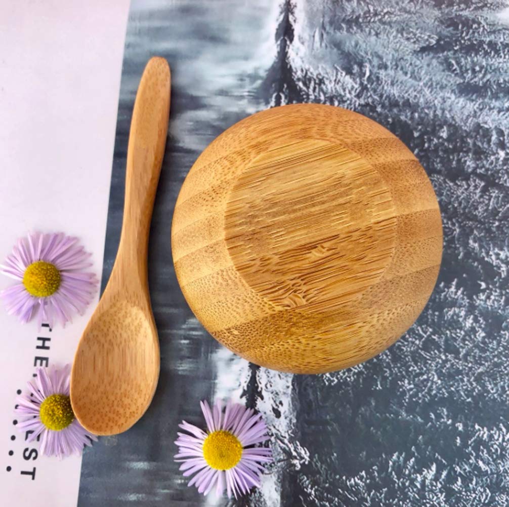 Cuenco de mezcla de bambú ecológico – Lindo pequeño tazón de mezcla para cuidado de la piel facial DIY casero mini juegos de herramientas cosméticas