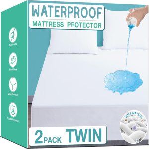 Protector de colchón individual impermeable paquete de 2 fundas de colchón individual silenciosas transpirables y suaves con bolsillo profundo para colchón de 6 a 16 pulgadas color blanco Protector de colchón individual impermeable paquete de 2 fundas de colchón individual silenciosas transpirables y suaves con bolsillo profundo para colchón de 6 a 16 pulgadas color blanco