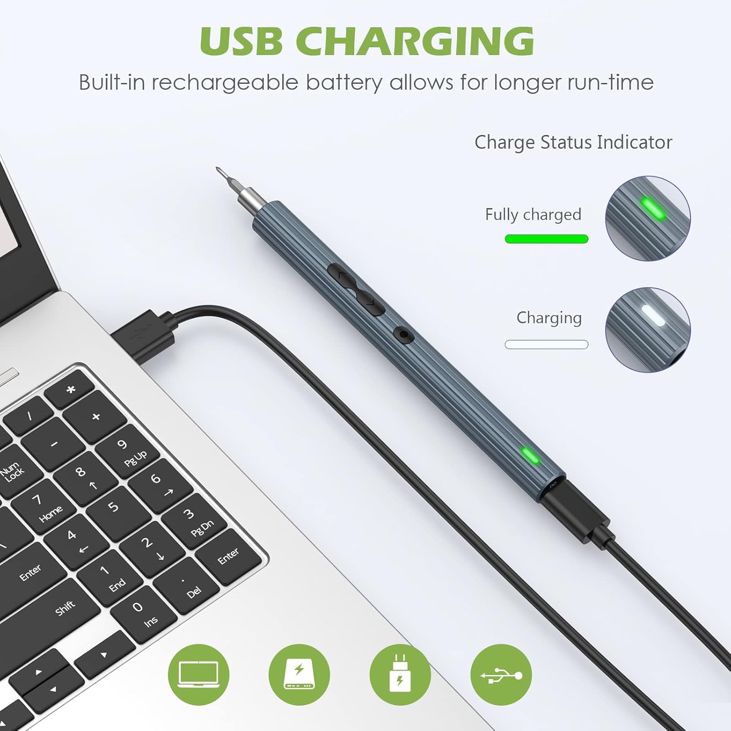 KeeKit Destornillador eléctrico de precisión, destornillador eléctrico portátil 36 en 1 con 30 bits, kits de herramientas de reparación recargables