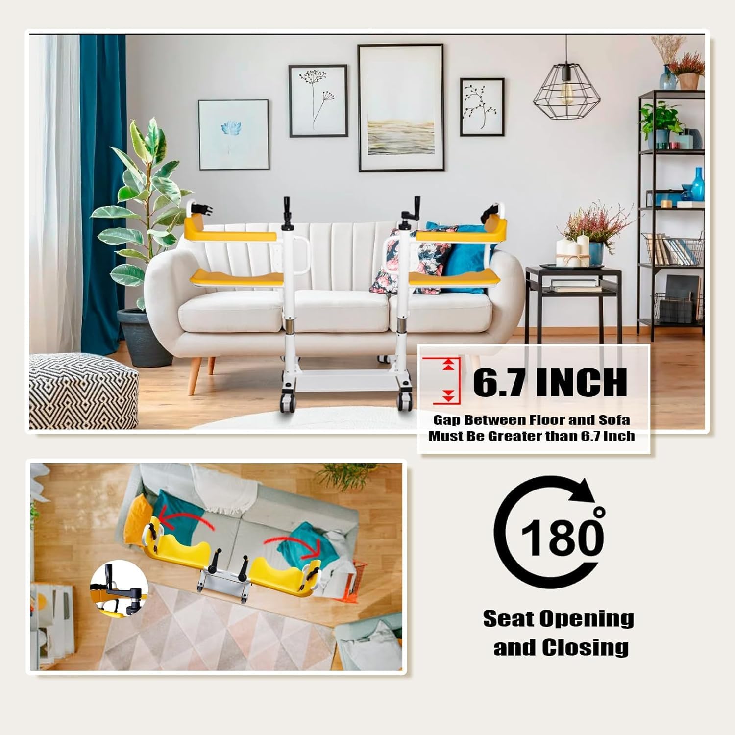 Silla de transferencia de paciente 5 en 1, versátil silla de ruedas para personas mayores, altura ajustable para el hogar y el hospital, ropa de