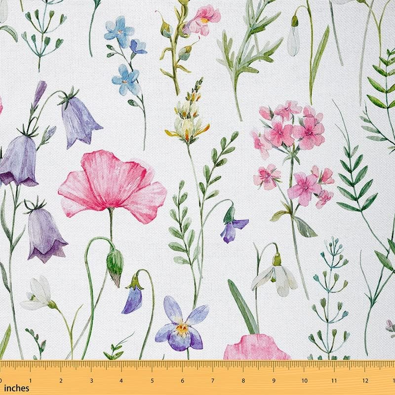 The Yard, tela de tapicería floral para sillas, tela con estampado floral de amapola rosa de The Yard, flores de jardín de acuarela, tela decorativa