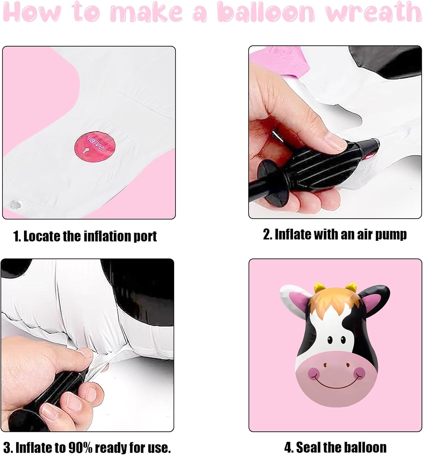 6 globos impresos de vaca para decoración de cumpleaños número 6, globo blanco y negro de vaca para niños, fiesta temática de animales de granja (6)