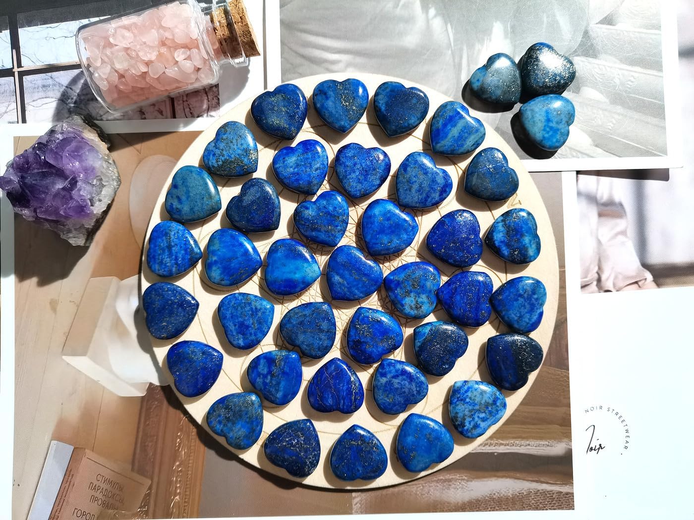 QINJIEJIE 20 piedras de corazón de lapislázuli cristales a granel en forma de amor en forma de piedra de preocupación corazón roca bolsillo piedras