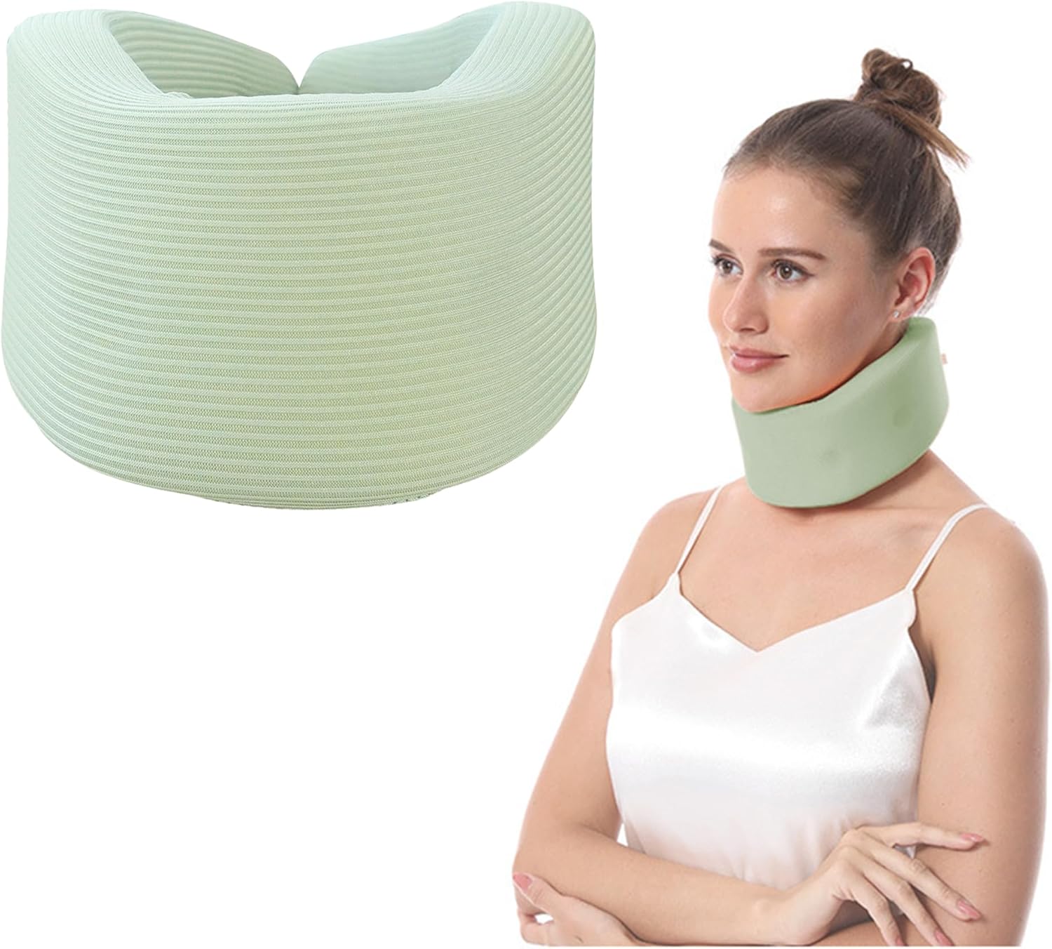 Cuello cervical de espuma transpirable para dormir y aliviar el dolor de cuello, soporte ergonómico ajustable y suave para el cuello y corrector de