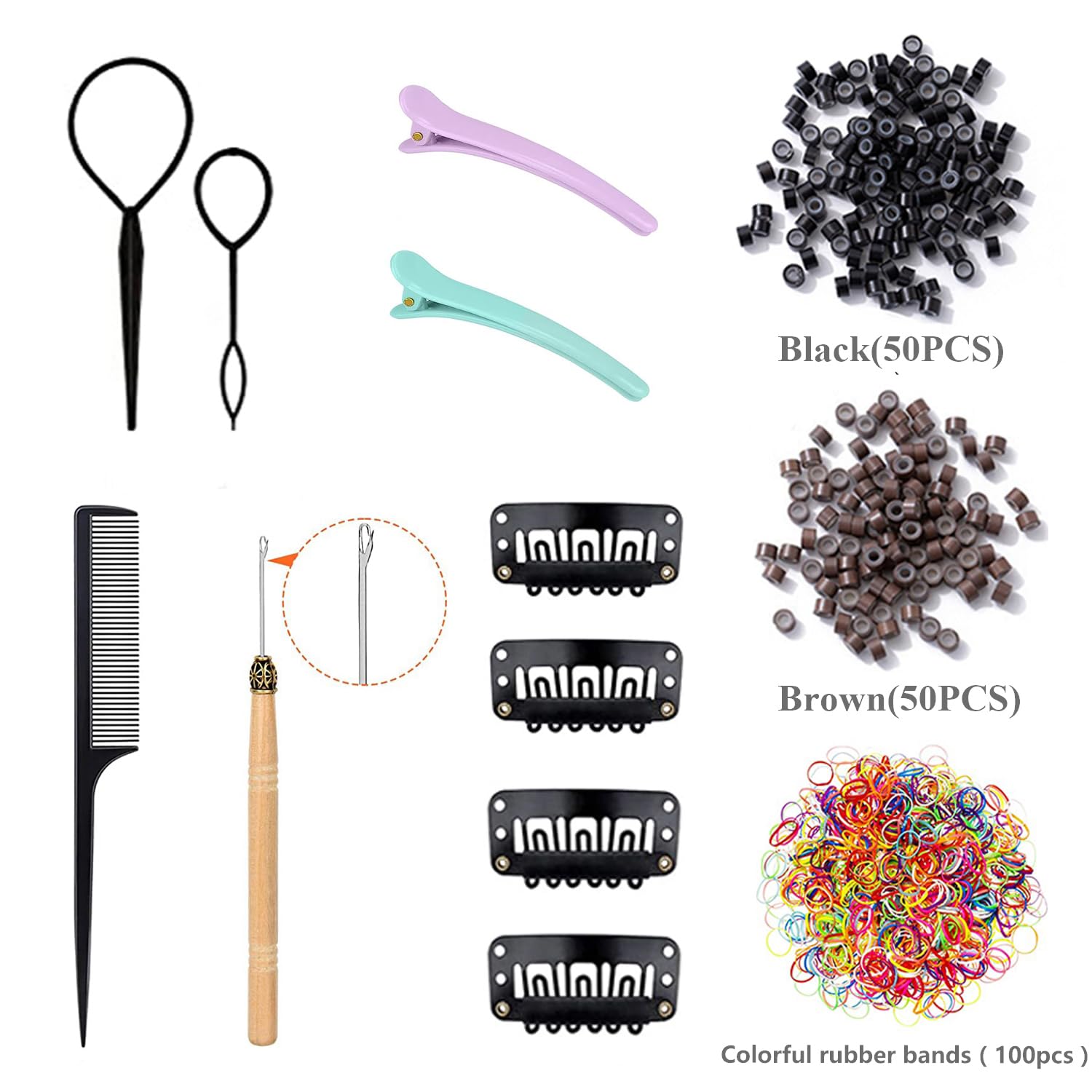 Kit de oropel para el cabello con herramientas, 8 piezas de 1600 hebras con purpurina, extensiones de cabello de oropel con purpurina, resistentes
