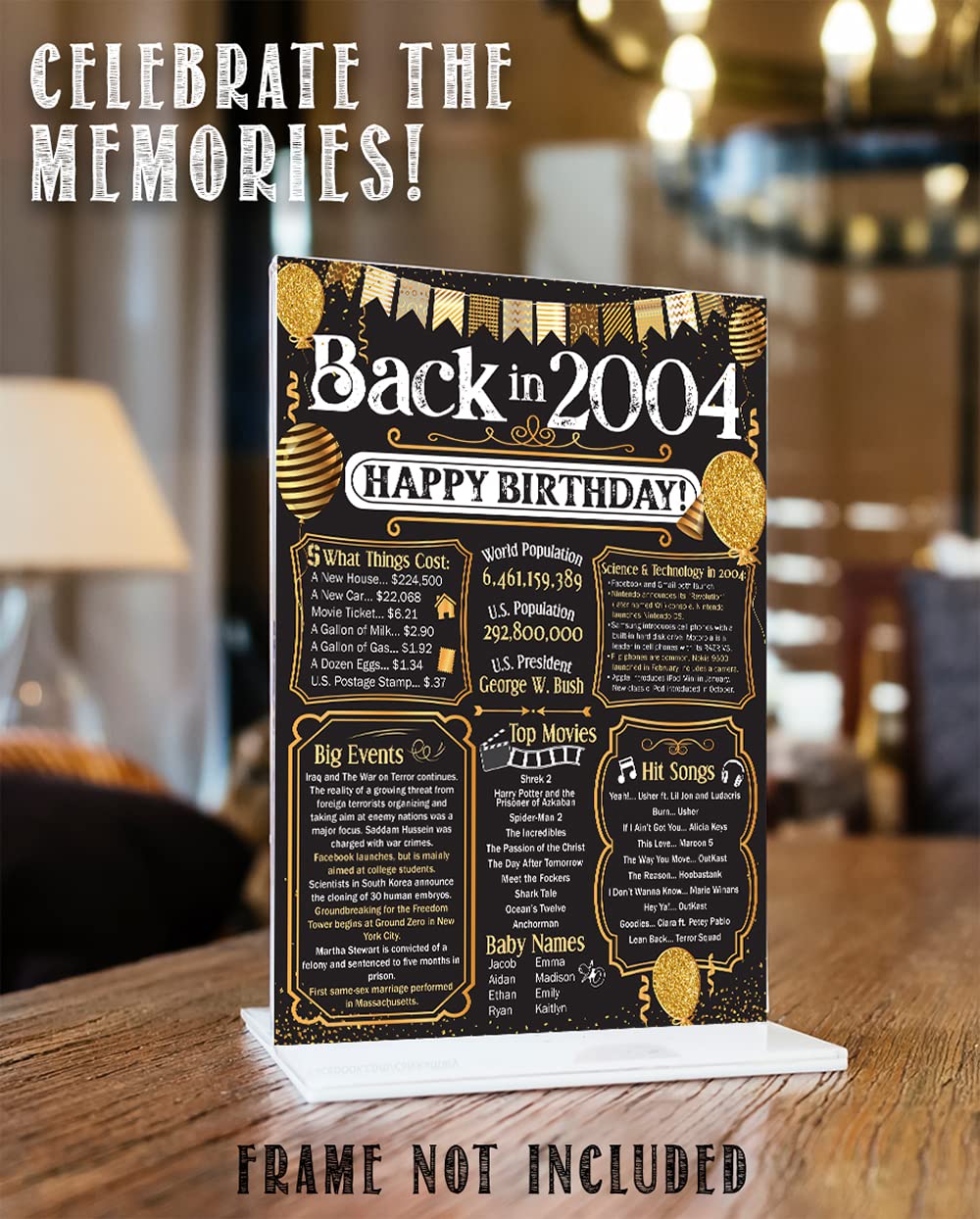 20th Birthday Party Decorations for 20th Birthday (Twenty) – Remembering The Year 2004 – Party Supplies – Gifts for Men and Women Turning 20 – Back
