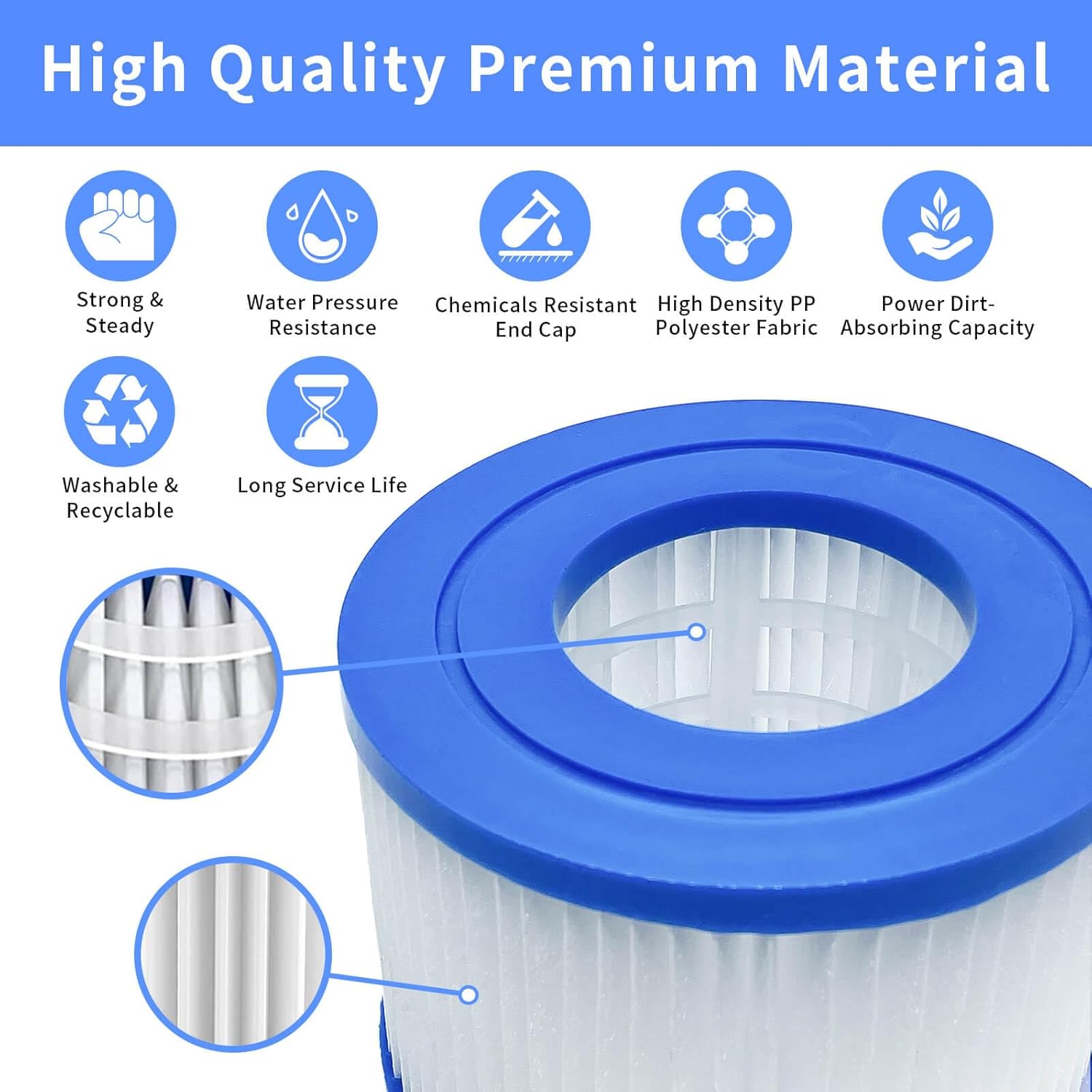 Cartucho de filtro de piscina tipo VI paquete de 4 filtros de repuesto inflables para bañera de hidromasaje y spa compatibles con bomba de filtro de