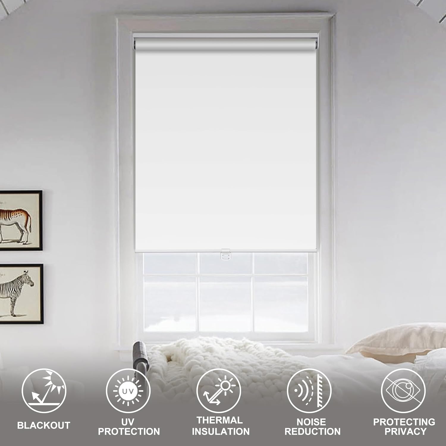 Boolegon Persianas enrollables opacas y fáciles de instalar, sin cordones, para oscurecer la habitación, con protección UV, para el hogar, sala de