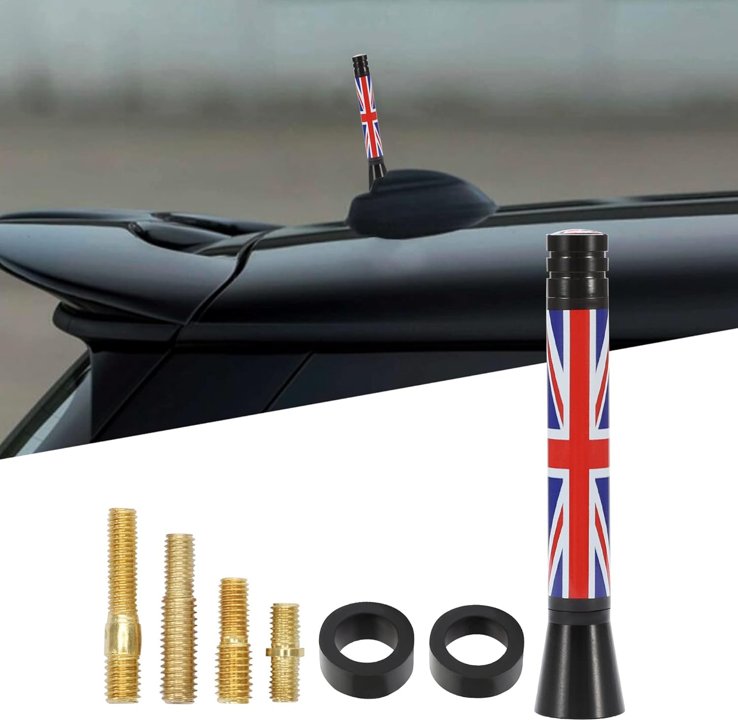TOMALL Decoración de antena de automóvil compatible con cubierta de antena Mini Cooper, repuesto de antena Union Jack para Cooper S Countryman