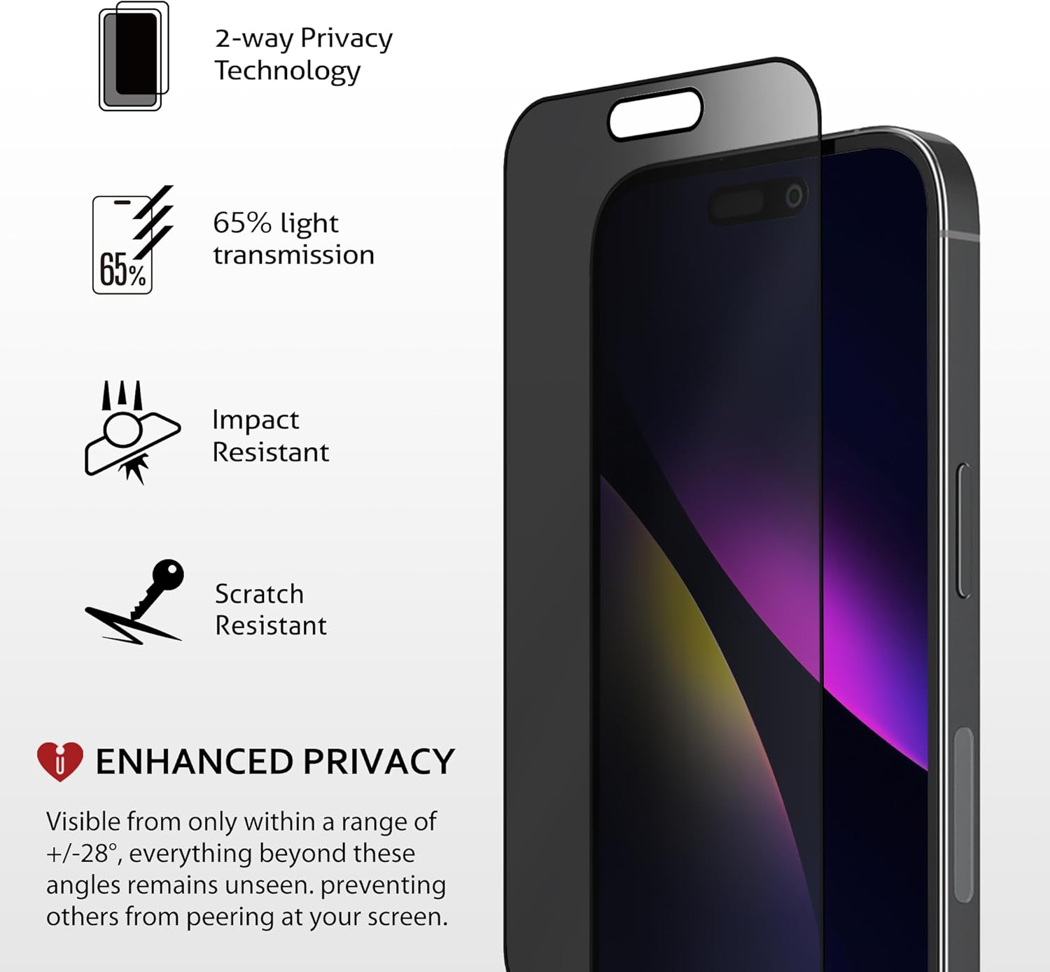 iCarez Protector de pantalla de vidrio templado de privacidad para iPhone 15 de 6.1 pulgadas 2023 paquete de 2 Instalación de bandeja de cobertura