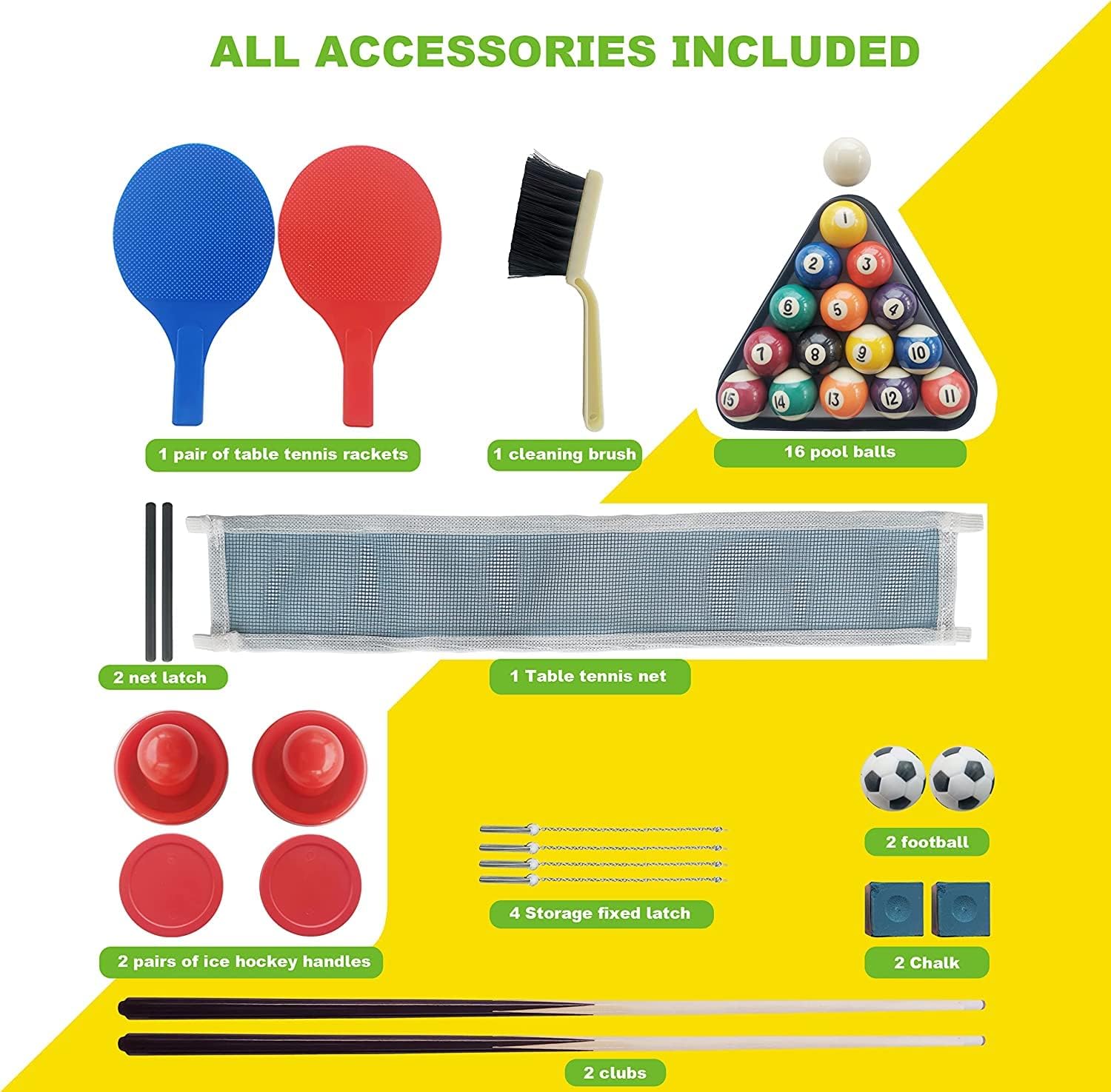 HLC Juego de mesa de juego múltiple 4 en 1 de 4 pies con piscinabillar, futbolín de fútbol, hockey deslizante y mesa de tenis de mesa para el hogar,