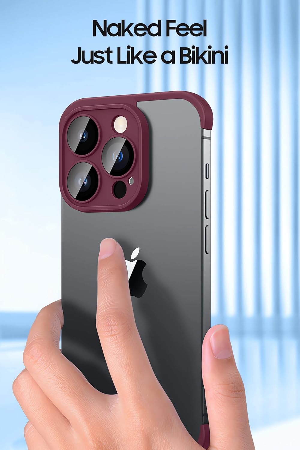 LEKEVO Funda sin marco para iPhone 15 Pro Max con protector de lente de cámara, funda delgada de TPU suave a prueba de golpes, carcasa minimalista