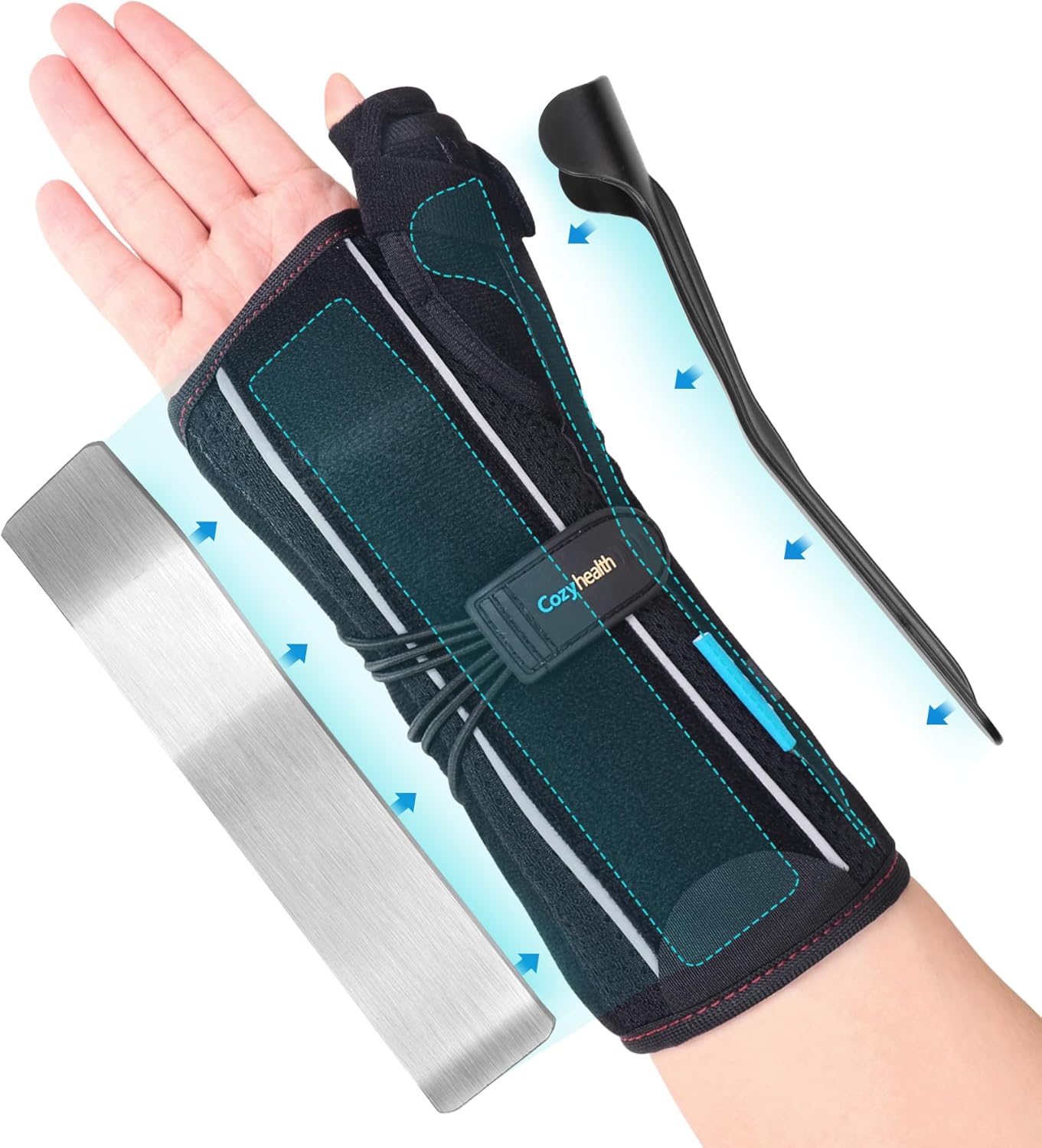 Cozyhealth Muñequera con férula espica para el pulgar para tenosinovitis de De Quervain, dolor en el túnel carpiano, estabilizador para tendinitis,