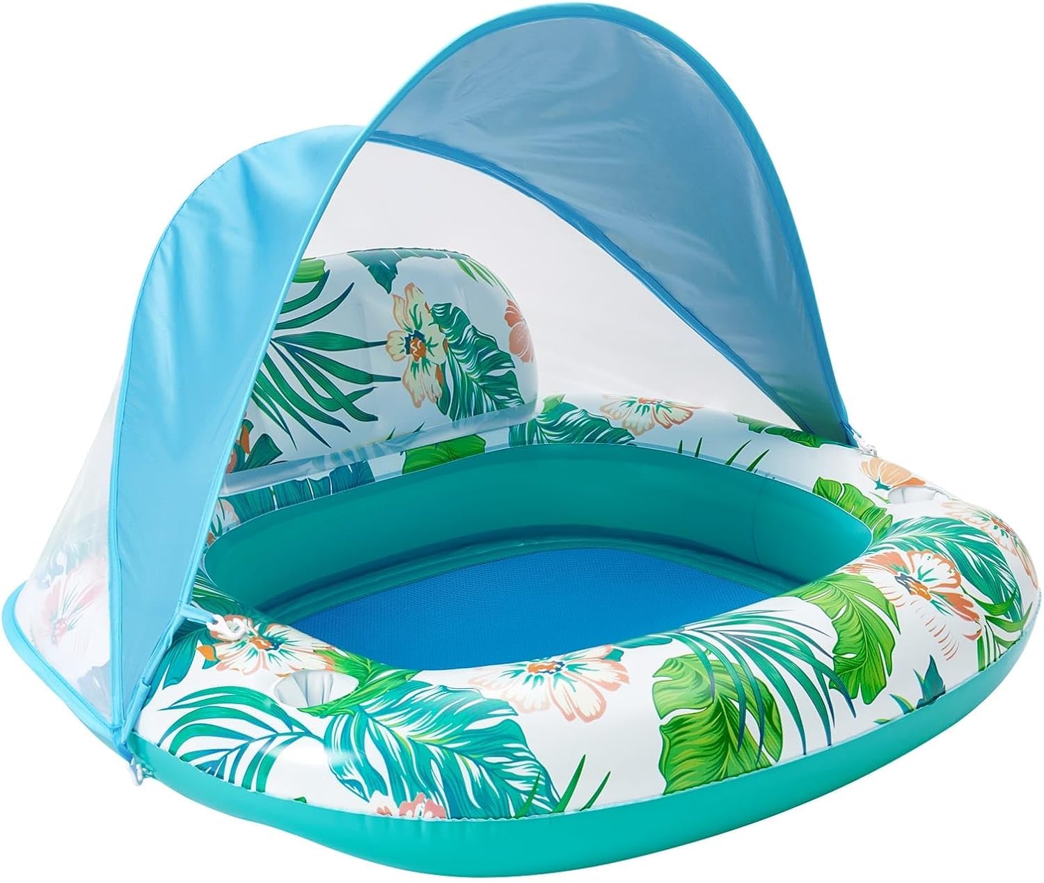 WERNNSAI Flotador de piscina con dosel  Silla inflable de piscina con portavasos para adultos, hamaca de agua flotante para piscina, tumbona,