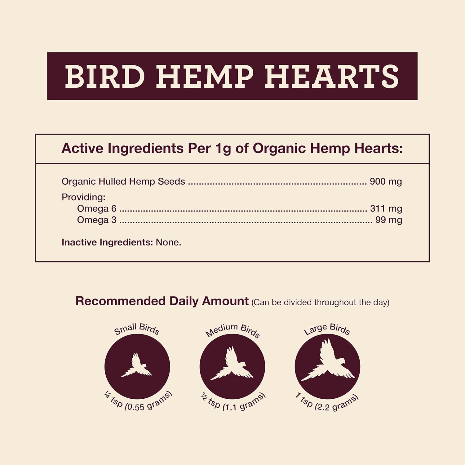 Hemp Well Corazones de cáñamo orgánico  Reduce el desplome de plumas, promueve la relajación, el apoyo inmunológico, de origen orgánico, cultivado