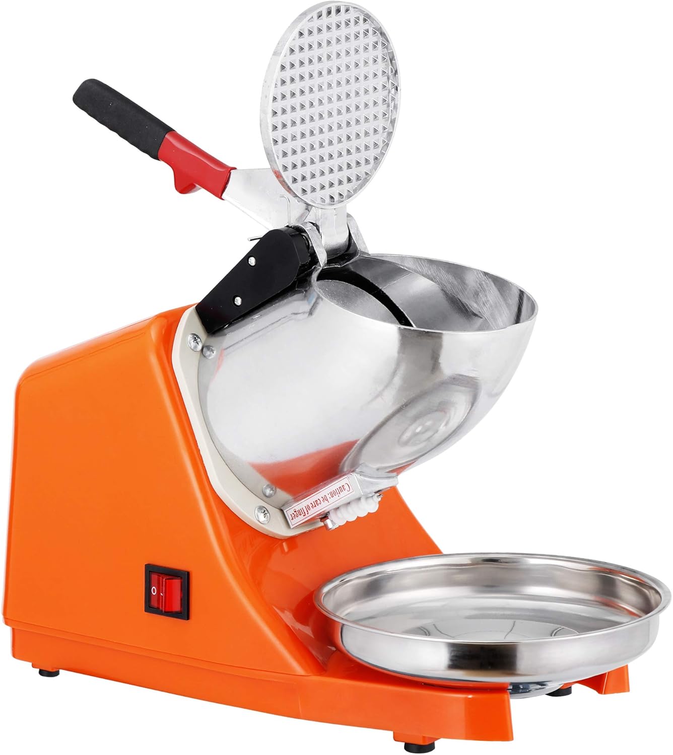 SUPER DEAL Máquina de afeitar de hielo eléctrica de 300 W mejorada Máquina de afeitar de hielo Máquina de cono de nieve 145 libras (naranja)