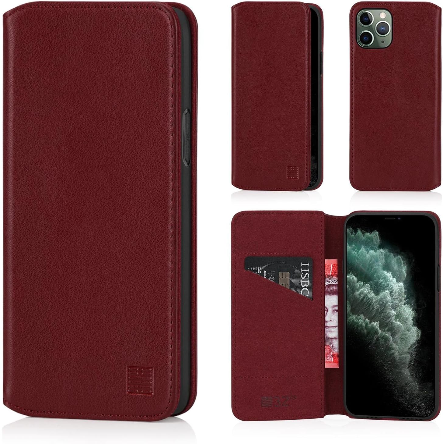 Classic Series 2.0 – Funda de piel auténtica tipo libro tipo libro tipo libro para Apple iPhone 11 Pro Max (6.5 pulgadas), diseño de piel auténtica