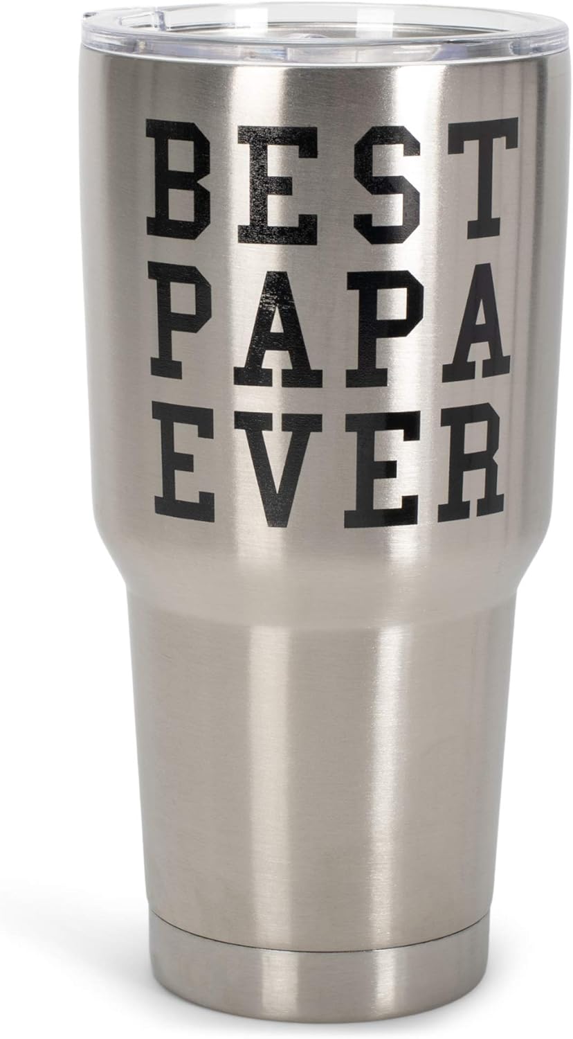 Elanze Designs Best Papa Ever – Taza de viaje de acero inoxidable de 30 onzas con tapa
