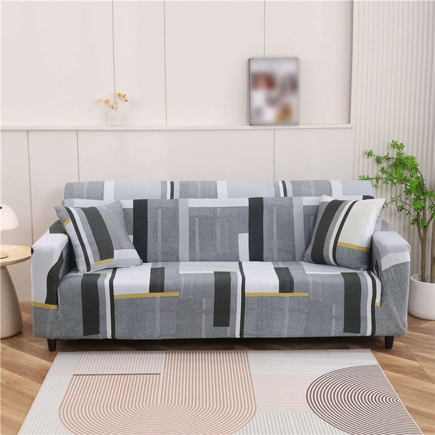 Fundas de sofá para sofá de 3 asientos, funda de sofá suave para perros, antideslizante, lavable, tela elástica, protector de muebles con parte