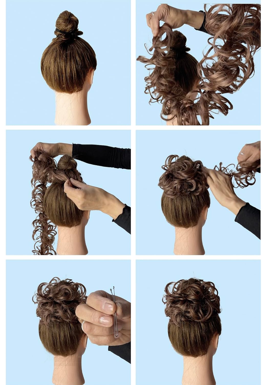 Prettyshop – Banda elástica para el cabello con aspecto voluminoso rizado y desordenado de cabello, para moño