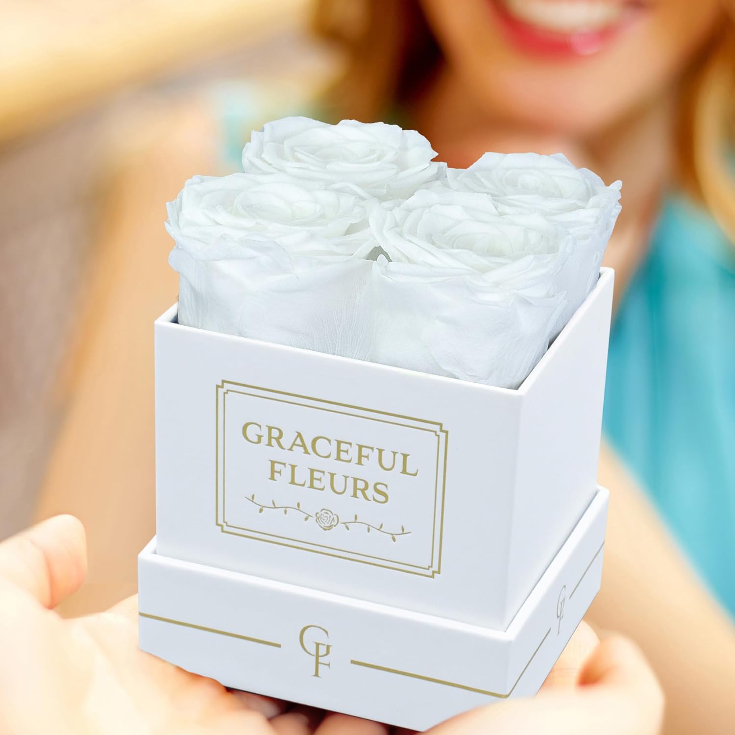 Graceful Fleurs  Rosas reales preservadas que duran años, flores frescas para entrega de primer cumpleaños, regalos de cumpleaños para mujeres,