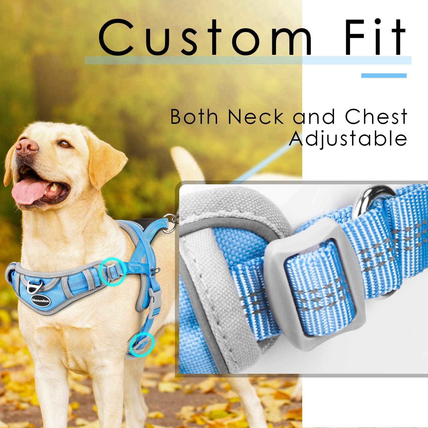ADVENTUREMORE Arnés para perros pequeños, sin tirones, arnés ajustable reflectante para perro, chaleco para perro, a prueba de escapes, con mango