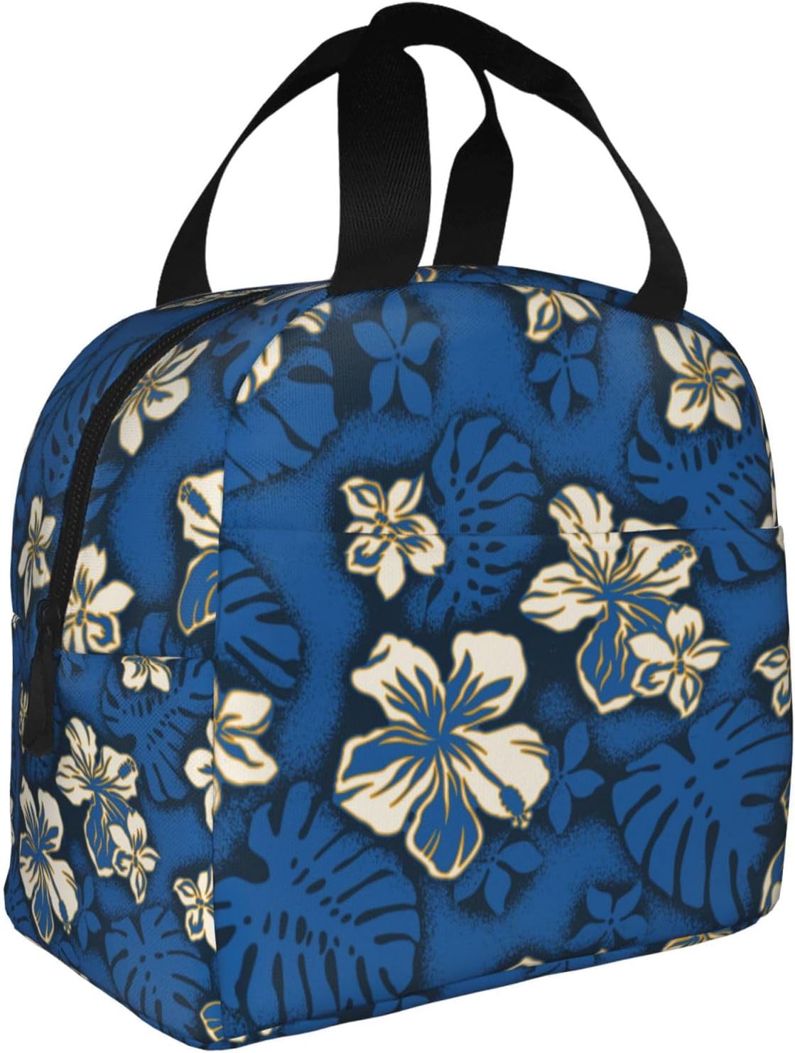 Bolsa de almuerzo de flores de hibisco para mujeres y hombres, lonchera aislada, reutilizable, organizador de almuerzo, impermeable, soporte para el