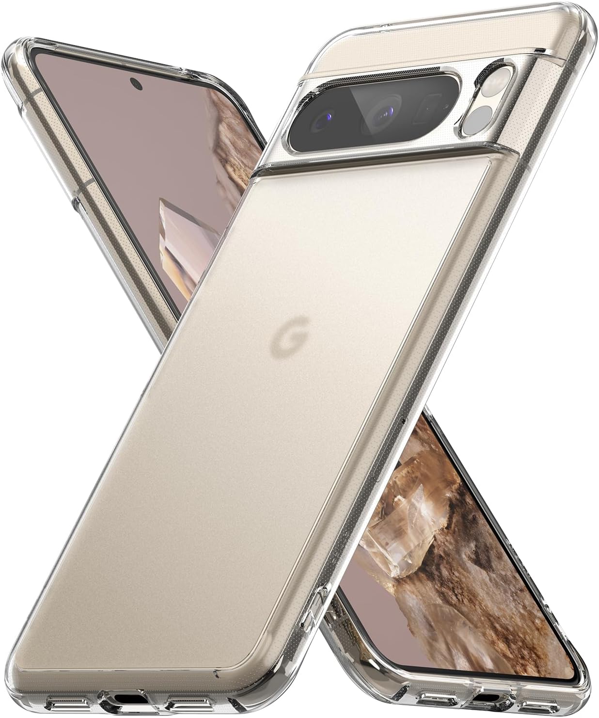 Ringke Fusion – Funda compatible con Google Pixel 8 Pro transparente mate + vidrio compatible con Google Pixel 8 Pro