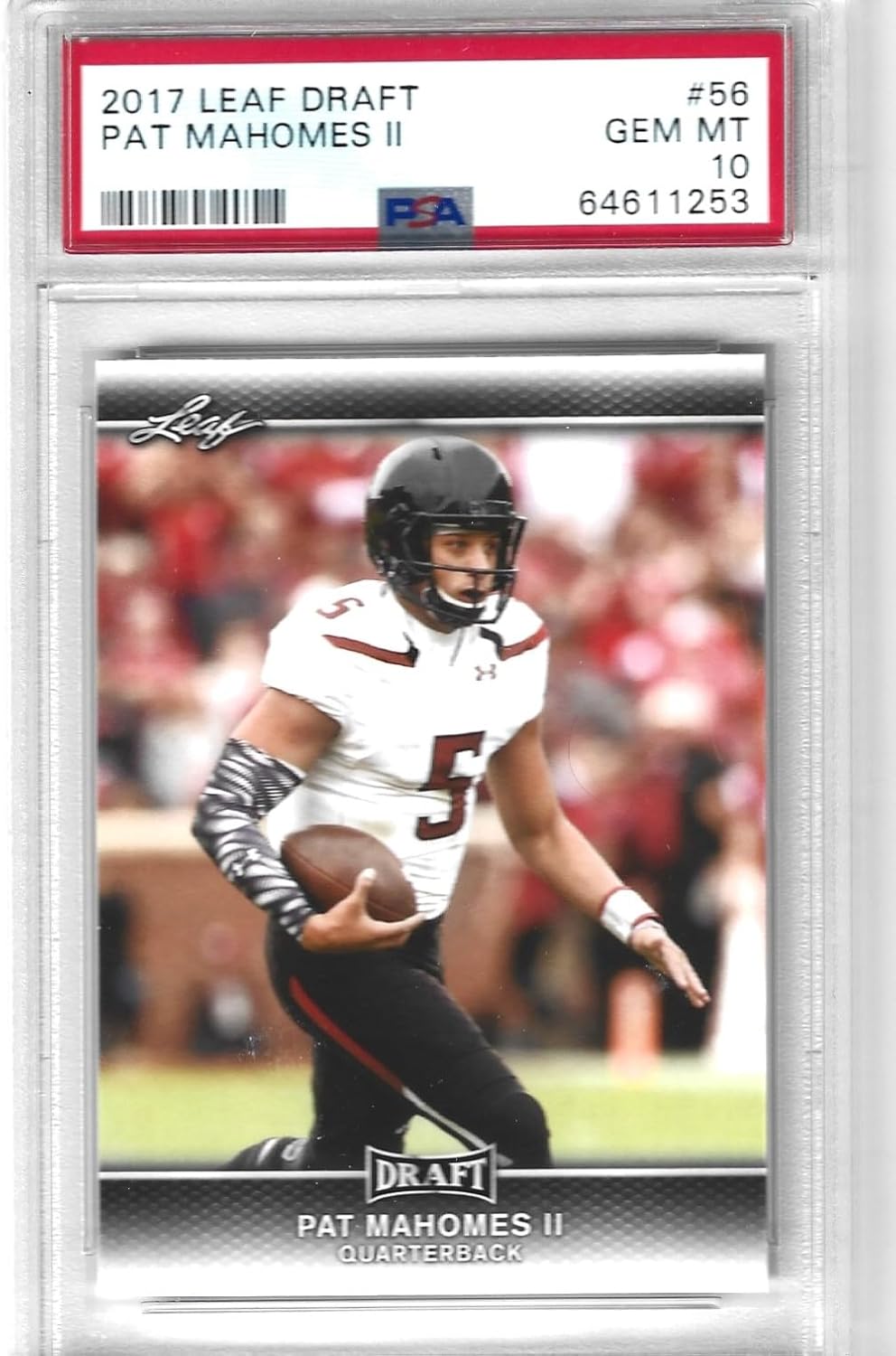 PSA 10 PATRICK “PAT” MAHOMES 2017 LEAF DRAFT ROOKIE CARD GRADED PSA GEM MINT 10 CHIEFS SUPERSTAR QUARTERBACK SUPERL BOWL CHAMP