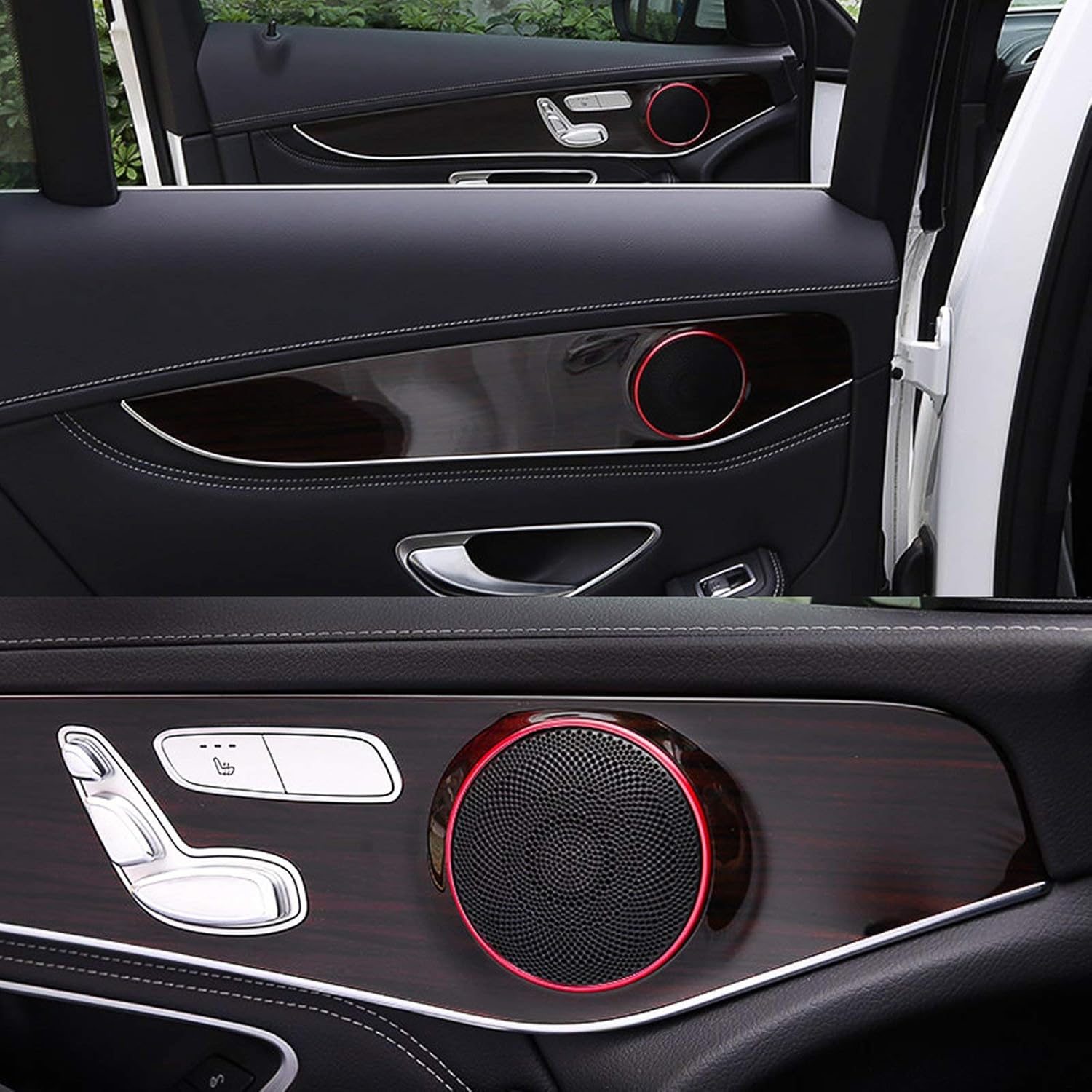 Xotic Tech – Juego de 4 piezas de cubierta de altavoz de audio estéreo para puerta interior compatible con Mercedes Benz C250 C300 C350 C400 C63